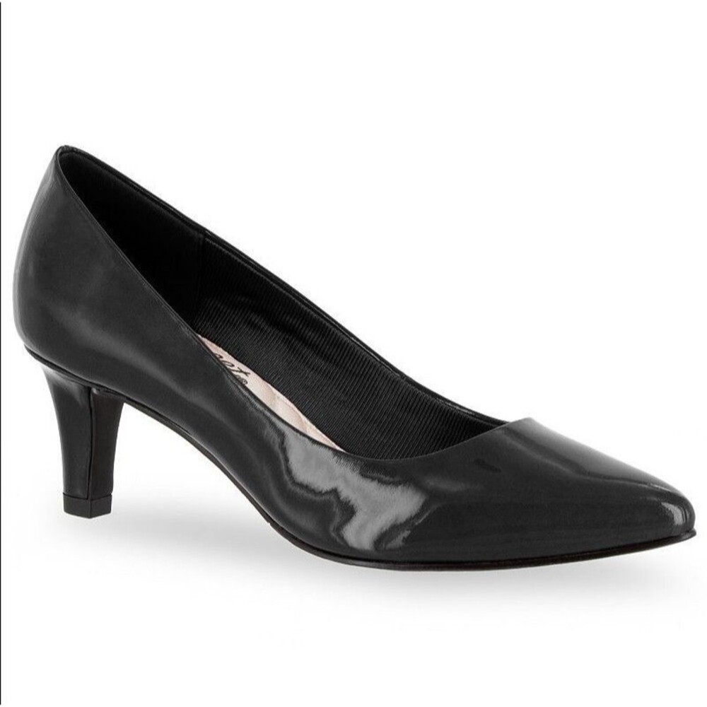 Easy Street Women's Size 7.5 Wide, Pointe Classic Pointed Pumps, Black Patent